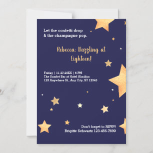 Invitation Magnétique anniversaire d'or moderne