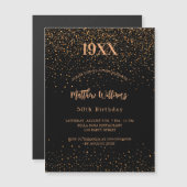 Invitation Magnétique Anniversaire noir confetti année naissance luxe (Devant / Derrière)