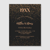 Invitation Magnétique Anniversaire noir confetti année naissance luxe (Devant)