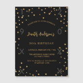 Invitation Magnétique Anniversaire noir étoiles années luxe (Devant)