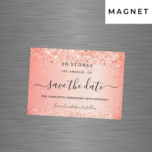 Invitation Magnétique Anniversaire orange parties scintillant enregistre