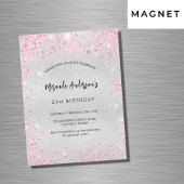 Invitation Magnétique Anniversaire parties scintillant rose argent luxe