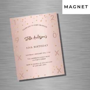 Invitation Magnétique Anniversaire rose or étoiles année luxe
