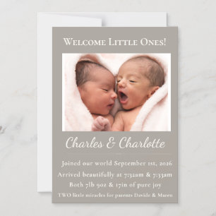Invitation Magnétique Annonce de naissance de jumeaux Photo de nouveau