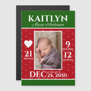 Invitation Magnétique Annonce de naissance de Noël moderne Statistiques
