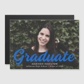 Invitation Magnétique Annonce de remise de diplôme photo avec écriture g (Devant / Derrière)