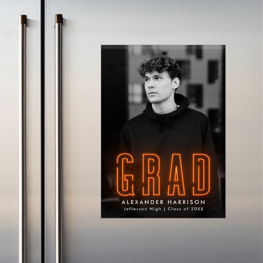 Invitation Magnétique Annonce de remise de diplôme photo verticale néon 