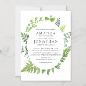 Invitation Magnétique Aquarelle Bois Mariage de verdure (Recto)