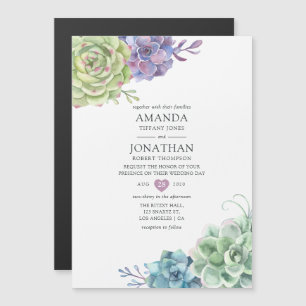 Invitation Magnétique Aquarelle Cactus Mariage de succulents
