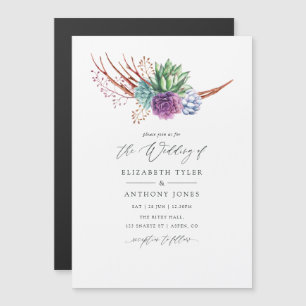 Invitation Magnétique Aquarelle Cactus Mariage de succulents