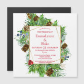 Invitation Magnétique Aquarelle captivante Noël Mariage de verdure (Devant / Derrière)