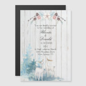 Invitation Magnétique Aquarelle de cerf d'hiver sur Mariage de bois (Devant / Derrière)