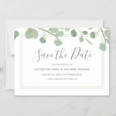 Invitation Magnétique Aquarelle Eucalyptus Enregistrer la date (Recto)