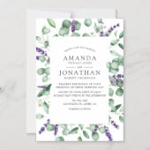 Invitation Magnétique Aquarelle Eucalyptus Lavender Mariage de verdure (Recto)