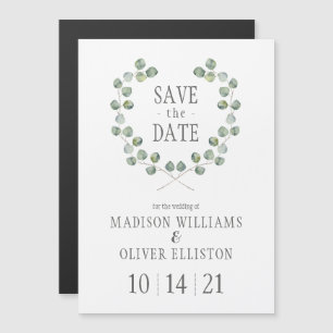 Invitation Magnétique Aquarelle Eucalyptus Leaf Frame Enregistrer la da