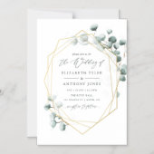 Invitation Magnétique Aquarelle Eucalyptus Mariage géométrique (Recto)