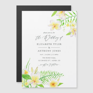 Invitation Magnétique Aquarelle exotique Frangipani Mariage Floral