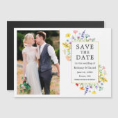 Invitation Magnétique Aquarelle Fleur sauvage photo Gold Frame (Devant / Derrière)