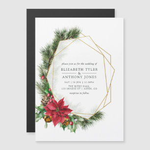 Invitation Magnétique Aquarelle Floral Noël Mariage géométrique