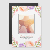 Invitation Magnétique Aquarelle Floral Photo Graduation Annonces (Devant / Derrière)