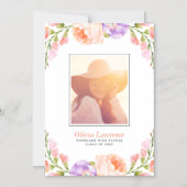 Invitation Magnétique Aquarelle Floral Photo Graduation Annonces (Recto)