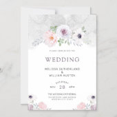 Invitation Magnétique Aquarelle Gris Lilac Blush FlorMariage (Recto)