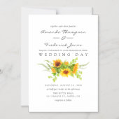 Invitation Magnétique Aquarelle Mariage Bohème Tournesols (Recto)