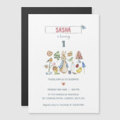 Invitation Magnétique Aquarelle Pierre le lapin (Devant / Derrière)