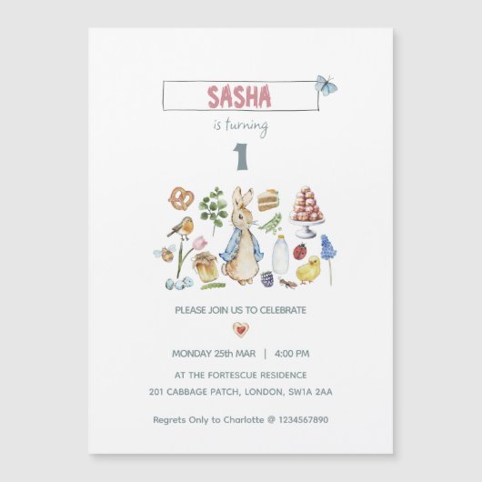 Invitation Magnétique Aquarelle Pierre le lapin (Devant)