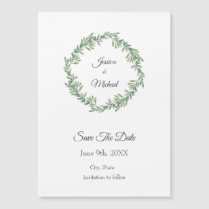 Invitation Magnétique Aquarelle Rosemary Wreath Enregistrer La Date