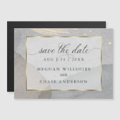 Invitation Magnétique Aquarelle sur pierre de granit Enregistrez la date (Devant / Derrière)