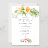 Invitation Magnétique Aquarelle Tropical Floral Beach Mariage (Recto)