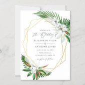 Invitation Magnétique Aquarelle Tropical Greenery Mariage géométrique (Recto)