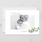 Invitation Magnétique Aquarelle Végétation d'hiver Photo de Noël moderne (Recto)