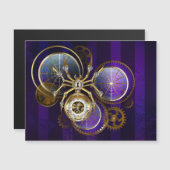 Invitation Magnétique Araignée Steampunk sur fond violet (Devant / Derrière)