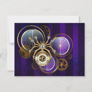 Invitation Magnétique Araignée Steampunk sur fond violet