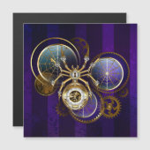 Invitation Magnétique Araignée Steampunk sur fond violet (Devant / Derrière)