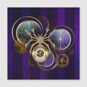 Invitation Magnétique Araignée Steampunk sur fond violet