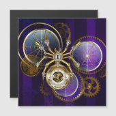 Invitation Magnétique Araignée Steampunk sur fond violet (Devant / Derrière)