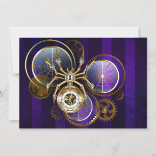 Invitation Magnétique Araignée Steampunk sur fond violet