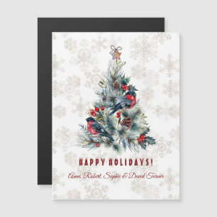 Invitation Magnétique Arbre de Noël Berries voeux de vacances Monogramme