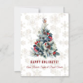 Invitation Magnétique Arbre de Noël Berries voeux de vacances Monogramme (Recto)