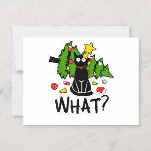 Invitation Magnétique Arbre de Noël drôle de chat noir Noël joyeux Santa