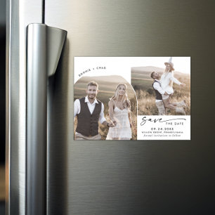 Invitation Magnétique Arc Boho moderne 2 Photo Enregistrer la date