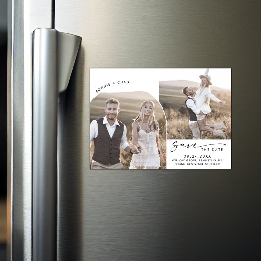 Invitation Magnétique Arc Boho moderne 2 Photo Enregistrer la date