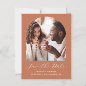 Invitation Magnétique Arc de photo Boho minimal Terracotta Enregistrer l (Recto)