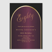 Invitation Magnétique Arc d'or bordeaux noir 80e anniversaire luxe (Devant)