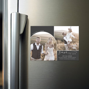 Invitation Magnétique Arche moderne Boho   Grey 2 Photo Enregistrer la d