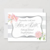 Invitation Magnétique Argent en bande et rose en strangeas Enregistrer l (Recto)