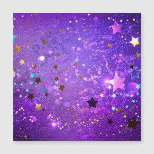 Invitation Magnétique Arrière - plan de feuille violet avec étoiles